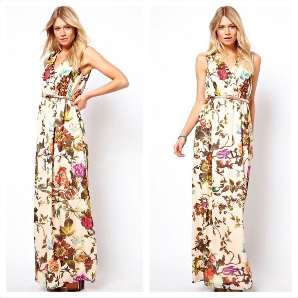 TED BAKER Cristen Maxi Dress Cream Floral Print